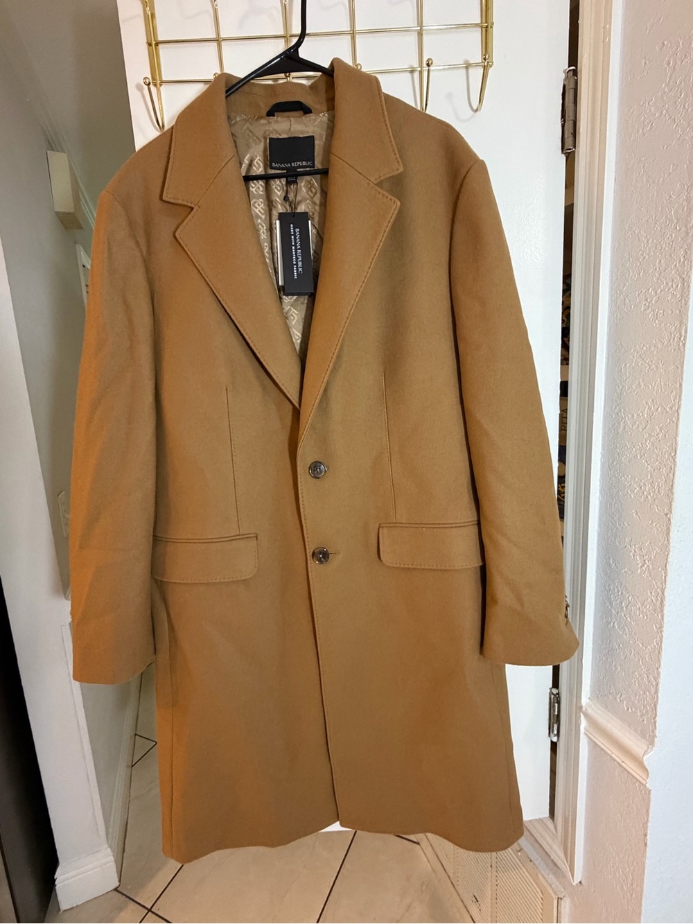 Banana Republic Camel Single-Breasted Wool Pea Coat